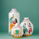 Handcrafted Pattachitra Art - Radha & Krishna Love Story - Inspired Vase Set