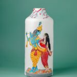 Pattachitra Art Inspired Radha Krishna Vase – Handcrafted Ceramic Decor Piece