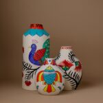 Handcrafted Madhubani Nature-Inspired Vase Set