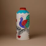 Madhubani Art Inspired Peacock Vase – Handcrafted Ceramic Decor Piece