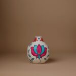 Madhubani Art Inspired Fish and Lotus Vase – Handcrafted Ceramic Decor Piece