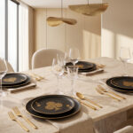 Royal Flush – Black & Gold Playing Cards Decor Plates | Set of 16