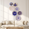 Neel – Blue & White Digital Art Decor Plates | Set of 7